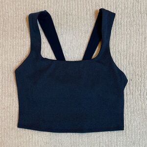 Alo blue ribbed crop top size medium built-in bra